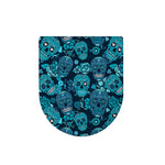 Teal Sugar Skull Flower Pattern Print Toilet Lid Cover
