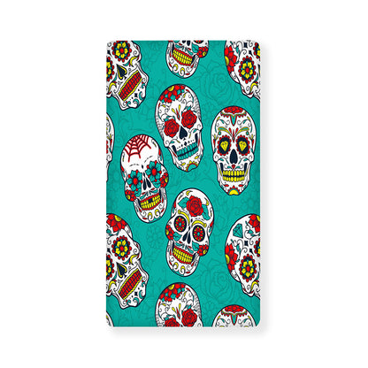 Teal Sugar Skull Pattern Print Baby Crib Sheet