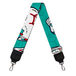 Teal Sugar Skull Pattern Print Bag Strap