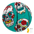 Teal Sugar Skull Pattern Print Basketball