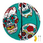Teal Sugar Skull Pattern Print Basketball