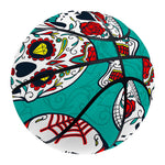 Teal Sugar Skull Pattern Print Basketball