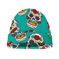 Teal Sugar Skull Pattern Print Beanie