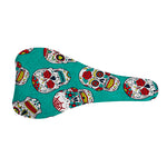 Teal Sugar Skull Pattern Print Bicycle Seat Cover