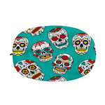 Teal Sugar Skull Pattern Print Car Side Mirror Covers