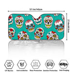 Teal Sugar Skull Pattern Print Car Windshield Sun Shade