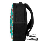 Teal Sugar Skull Pattern Print Casual Backpack