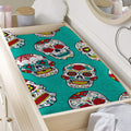 Teal Sugar Skull Pattern Print Changing Pad Cover