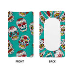 Teal Sugar Skull Pattern Print Changing Pad Cover