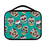 Teal Sugar Skull Pattern Print Classic Bible Case