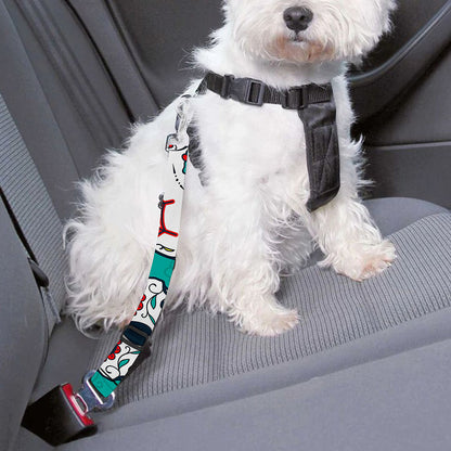 Teal Sugar Skull Pattern Print Dog Seat Belt