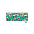 Teal Sugar Skull Pattern Print Extended Mouse Pad