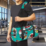 Teal Sugar Skull Pattern Print Gym Bag