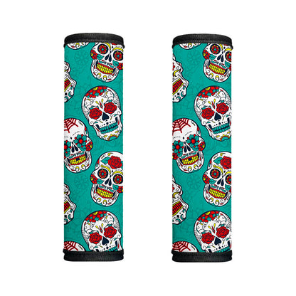 Teal Sugar Skull Pattern Print Handle Covers