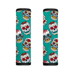 Teal Sugar Skull Pattern Print Handle Covers