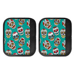 Teal Sugar Skull Pattern Print Handle Covers