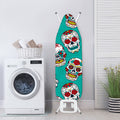 Teal Sugar Skull Pattern Print Ironing Board Cover