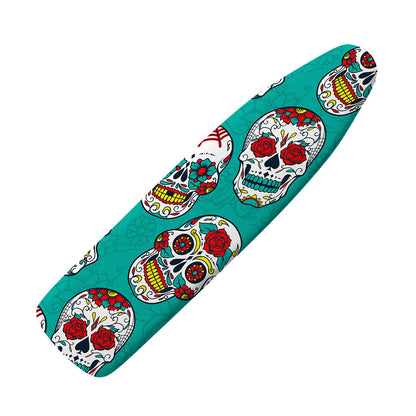 Teal Sugar Skull Pattern Print Ironing Board Cover