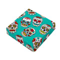 Teal Sugar Skull Pattern Print Outdoor Seat Cushion Cover