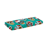 Teal Sugar Skull Pattern Print Piano Keyboard Cover