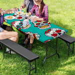Teal Sugar Skull Pattern Print Picnic Table Cover