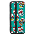 Teal Sugar Skull Pattern Print Refrigerator Handle Covers