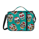 Teal Sugar Skull Pattern Print Shoulder Strap Bible Bag