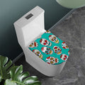 Teal Sugar Skull Pattern Print Toilet Lid Cover
