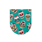 Teal Sugar Skull Pattern Print Toilet Lid Cover