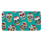 Teal Sugar Skull Pattern Print Towel