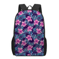 Teal Tropical Hibiscus Pattern Print 17 Inch Backpack