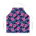 Teal Tropical Hibiscus Pattern Print Adjustable Apron