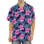 Teal Tropical Hibiscus Pattern Print Aloha Shirt