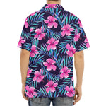 Teal Tropical Hibiscus Pattern Print Aloha Shirt