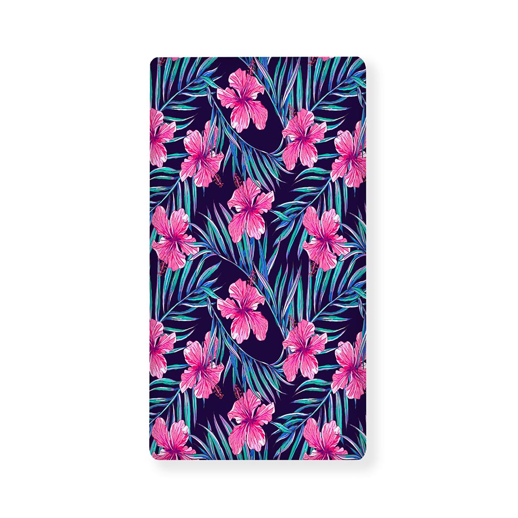 Teal Tropical Hibiscus Pattern Print Baby Crib Sheet