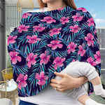 Teal Tropical Hibiscus Pattern Print Baby Seat Cover