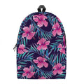 Teal Tropical Hibiscus Pattern Print School Backpack
