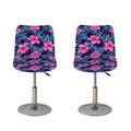 Teal Tropical Hibiscus Pattern Print Bar Stool Covers