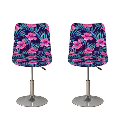 Teal Tropical Hibiscus Pattern Print Bar Stool Covers
