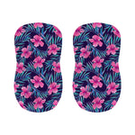 Teal Tropical Hibiscus Pattern Print Bar Stool Covers