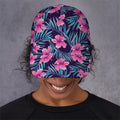 Teal Tropical Hibiscus Pattern Print Baseball Cap
