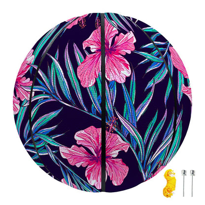 Teal Tropical Hibiscus Pattern Print Basketball