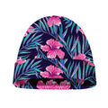 Teal Tropical Hibiscus Pattern Print Beanie