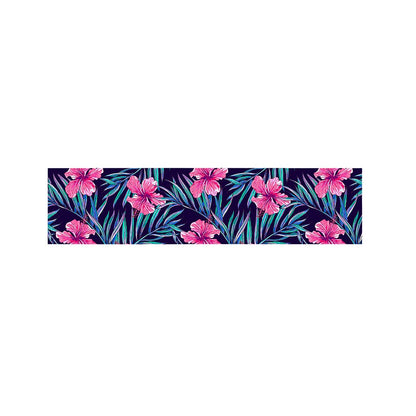 Teal Tropical Hibiscus Pattern Print Bed Runner