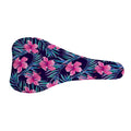 Teal Tropical Hibiscus Pattern Print Bicycle Seat Cover
