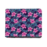 Teal Tropical Hibiscus Pattern Print Bifold Wallet