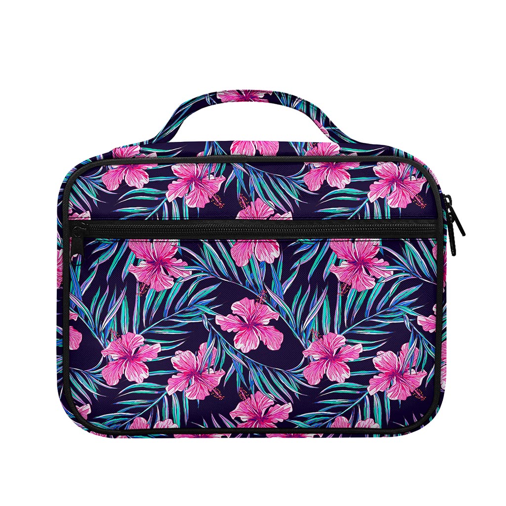 Teal Tropical Hibiscus Pattern Print Briefcase Bible Bag