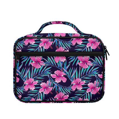 Teal Tropical Hibiscus Pattern Print Briefcase Bible Bag