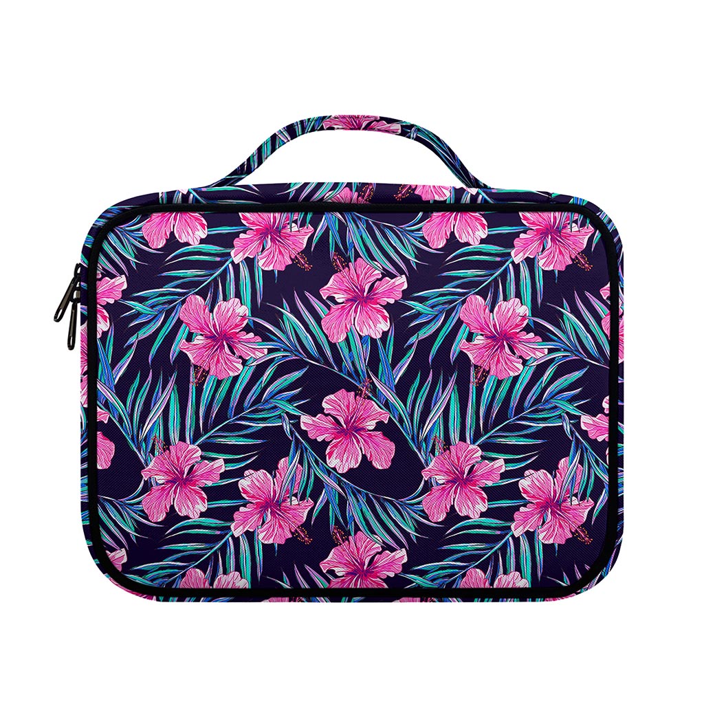 Teal Tropical Hibiscus Pattern Print Briefcase Bible Bag