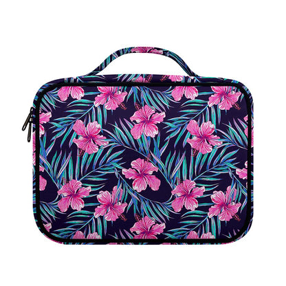 Teal Tropical Hibiscus Pattern Print Briefcase Bible Bag